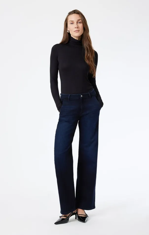 Women Miracle Wide Leg In Midnight Feather Blue Mavi Jeans Denim