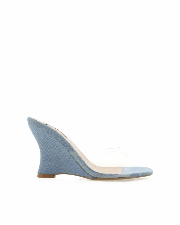 Women Mules Billini MANHATTAN 8211 BLUE DENIMCLEAR