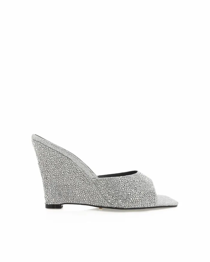 Women Mules Billini MARIA 8211 SILVER RHINESTONE
