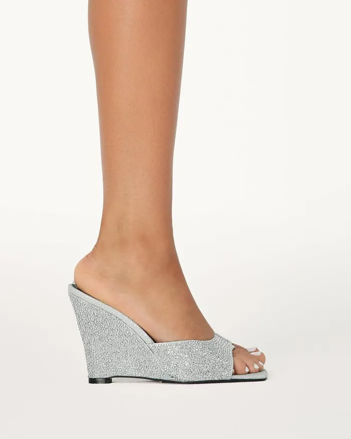 Women Mules Billini MARIA 8211 SILVER RHINESTONE