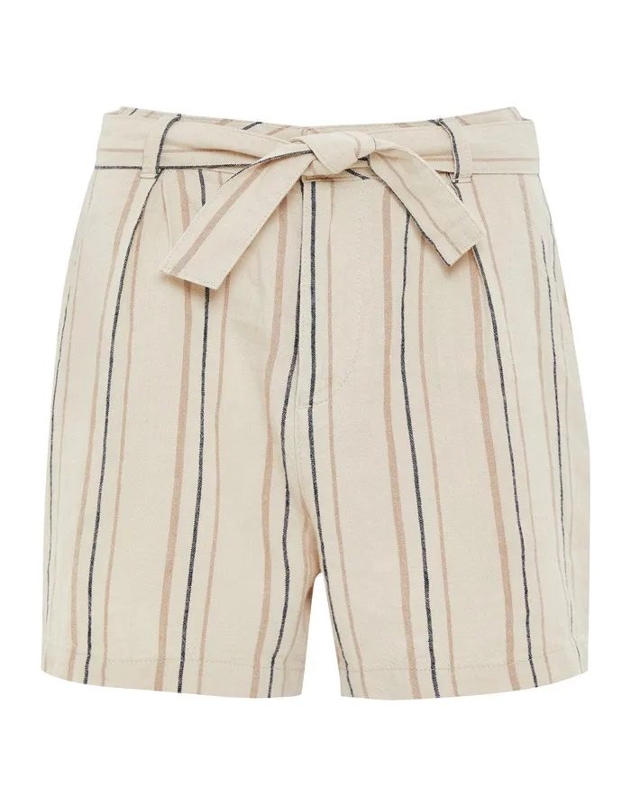 Women Natural Stripe Tie Waist Linen Blend Shorts Natural Threadbare Linen Women Natural Stripe Tie Waist Linen Blend Shorts Natural Threadbare Linen