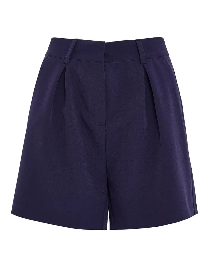 Women Navy Pleated Tailored Shorts Navy Threadbare Shorts Women Navy Pleated Tailored Shorts Navy Threadbare Shorts