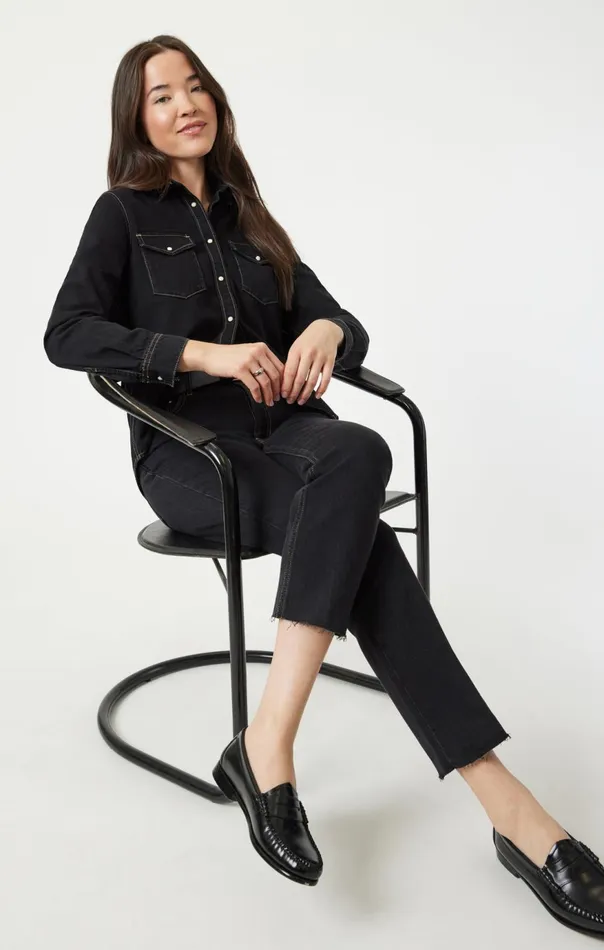 Women New York Straight Leg In Deep Smoke Classic Blue Mavi Jeans Denim