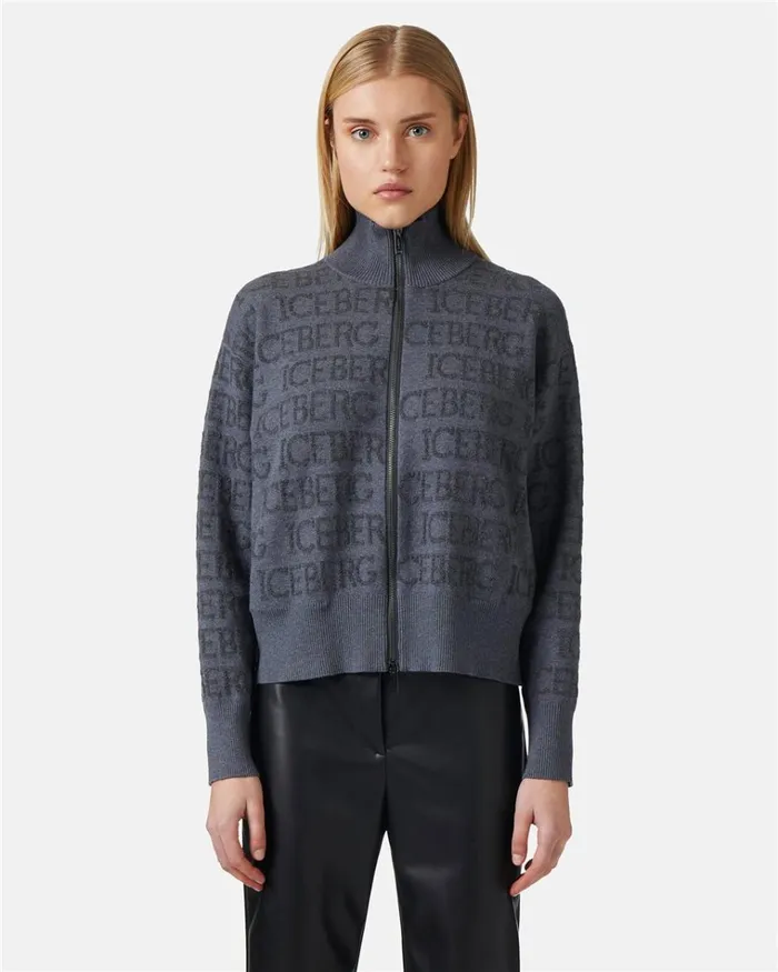 Women OUTERWEAR Iceberg Wool Blend Jacket With Iceberg Logo