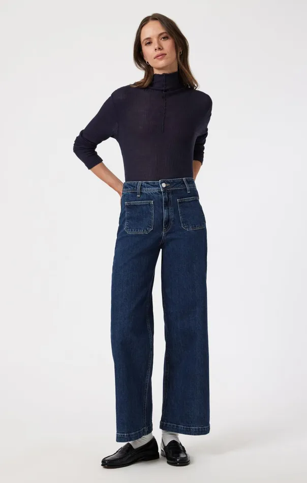 Women Paloma Marine Wide Leg In Deep Classic Blue Mavi Jeans Denim