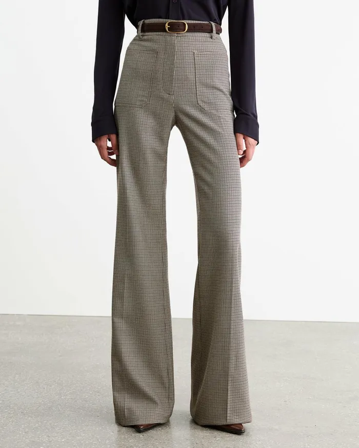 Women Pants and Shorts Nili Lotan CHRISTOPHE PANT Brown Houndstooth