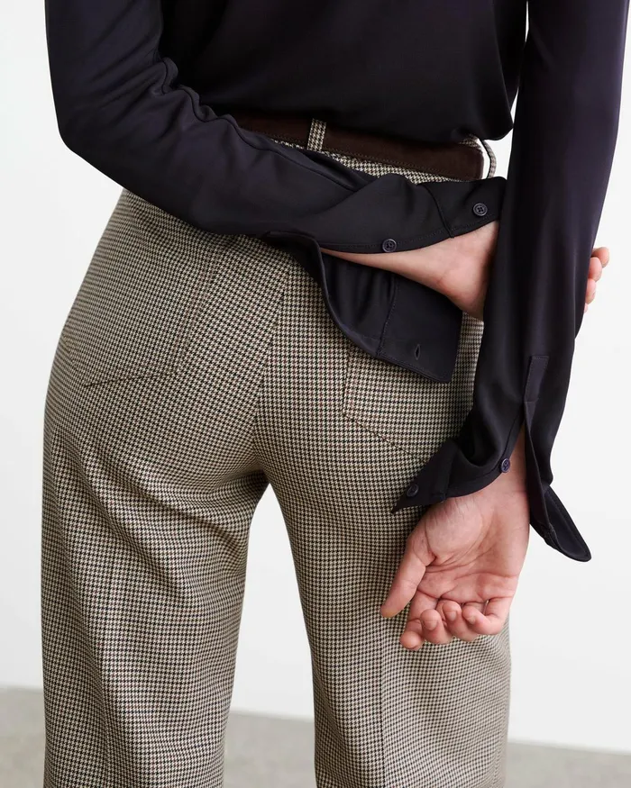 Women Pants and Shorts Nili Lotan CHRISTOPHE PANT Brown Houndstooth