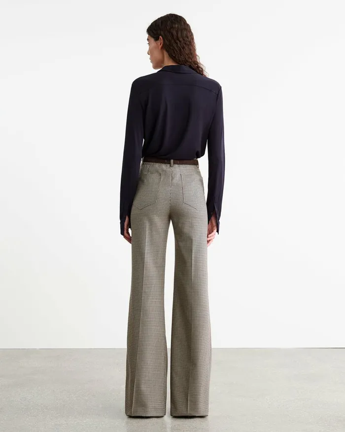 Women Pants and Shorts Nili Lotan CHRISTOPHE PANT Brown Houndstooth