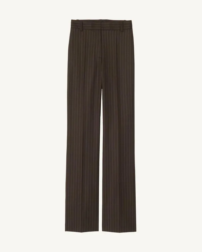 Women Pants and Shorts Nili Lotan CORETTE PANT Brown Pinstripe