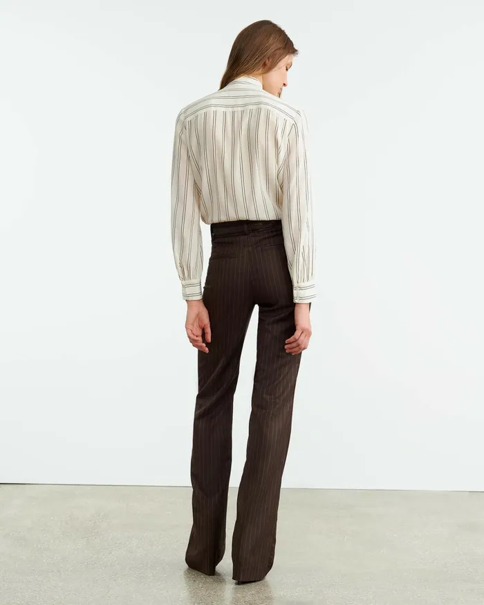 Women Pants and Shorts Nili Lotan CORETTE PANT Brown Pinstripe