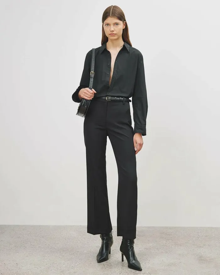 Women Pants and Shorts Nili Lotan CROPPED CORETTE PANT Black