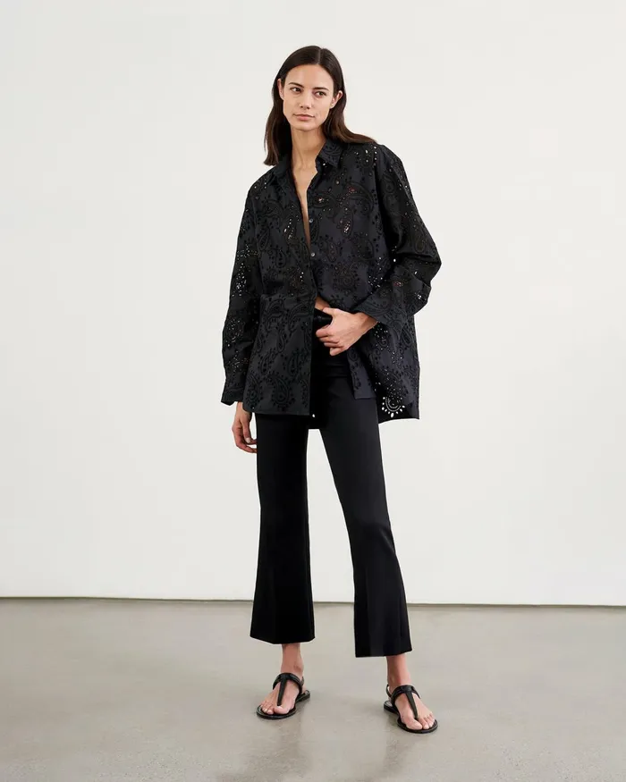 Women Pants and Shorts Nili Lotan CROPPED CORETTE PANT Black