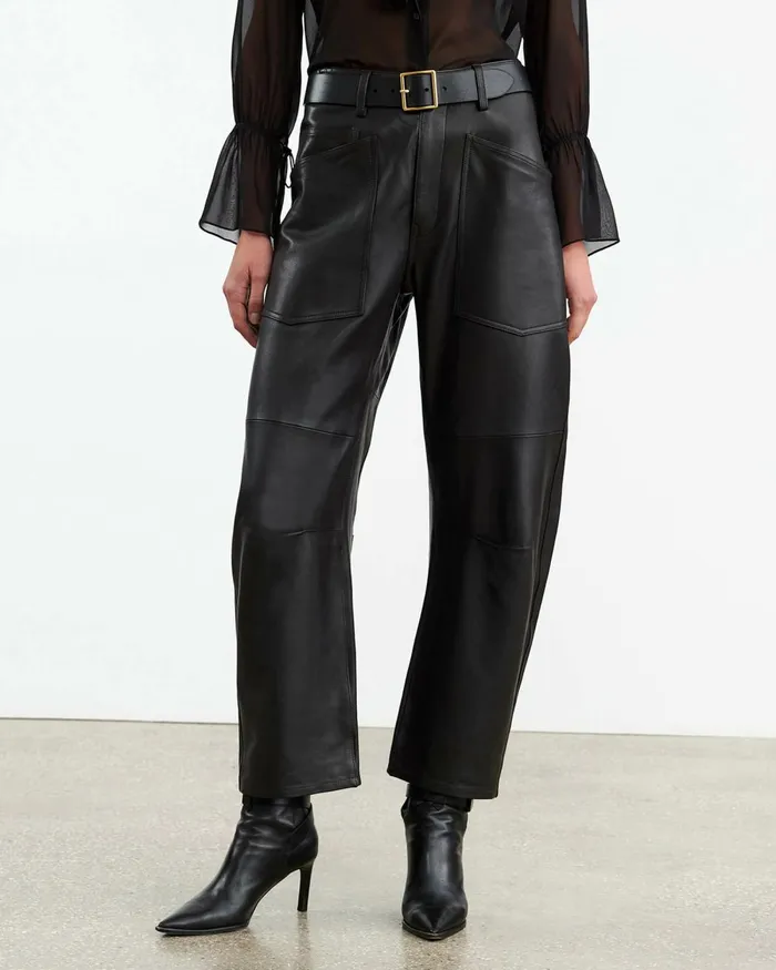 Women Pants and Shorts Nili Lotan SHON LEATHER PANT Black