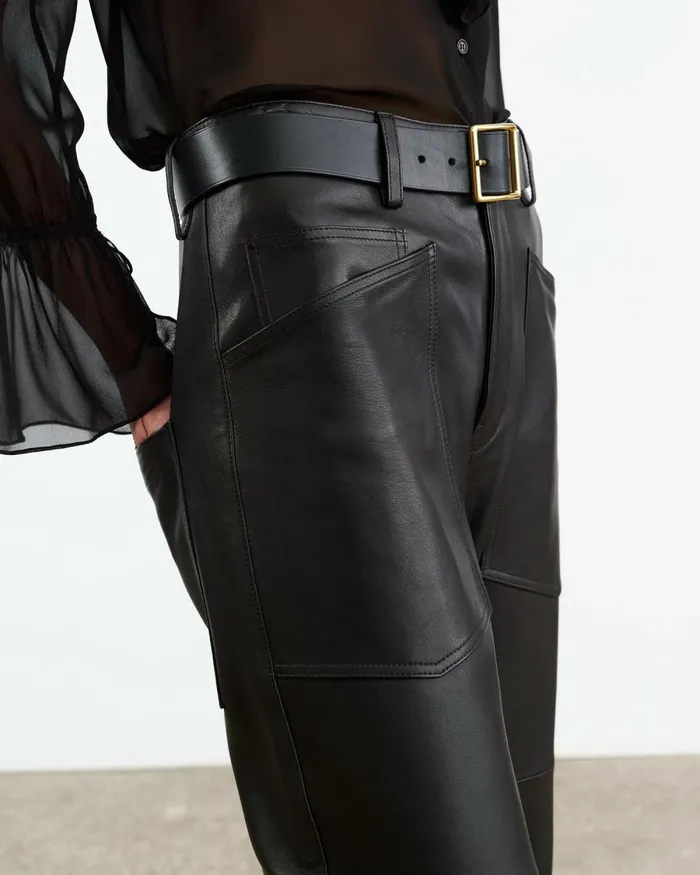 Women Pants and Shorts Nili Lotan SHON LEATHER PANT Black