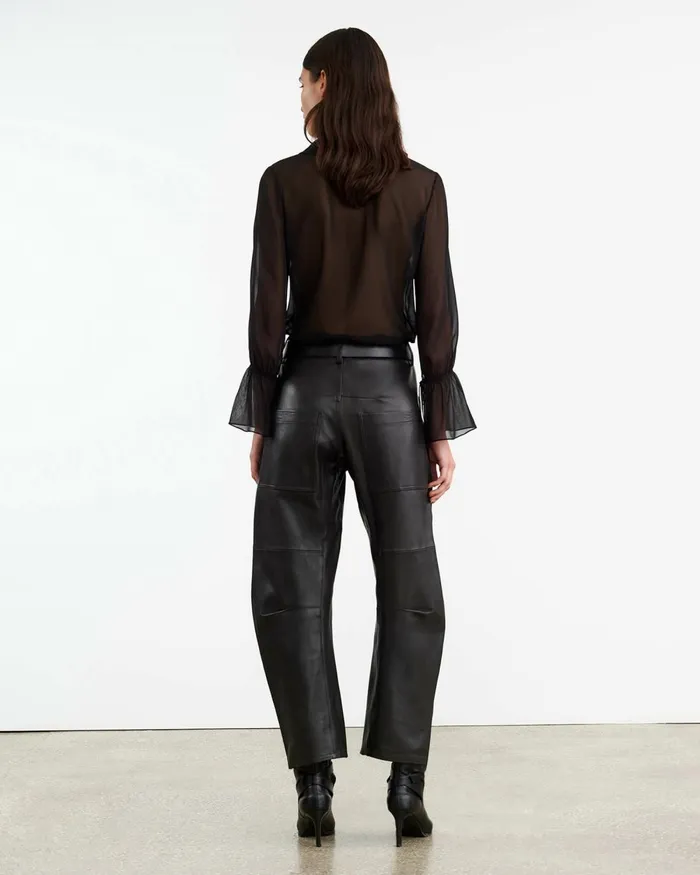 Women Pants and Shorts Nili Lotan SHON LEATHER PANT Black
