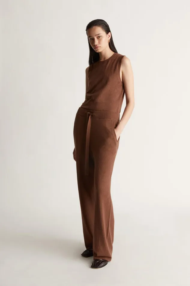 Women Pants And Shorts Lee Mathews Cotton Cashmere Wide Leg Pant Umber