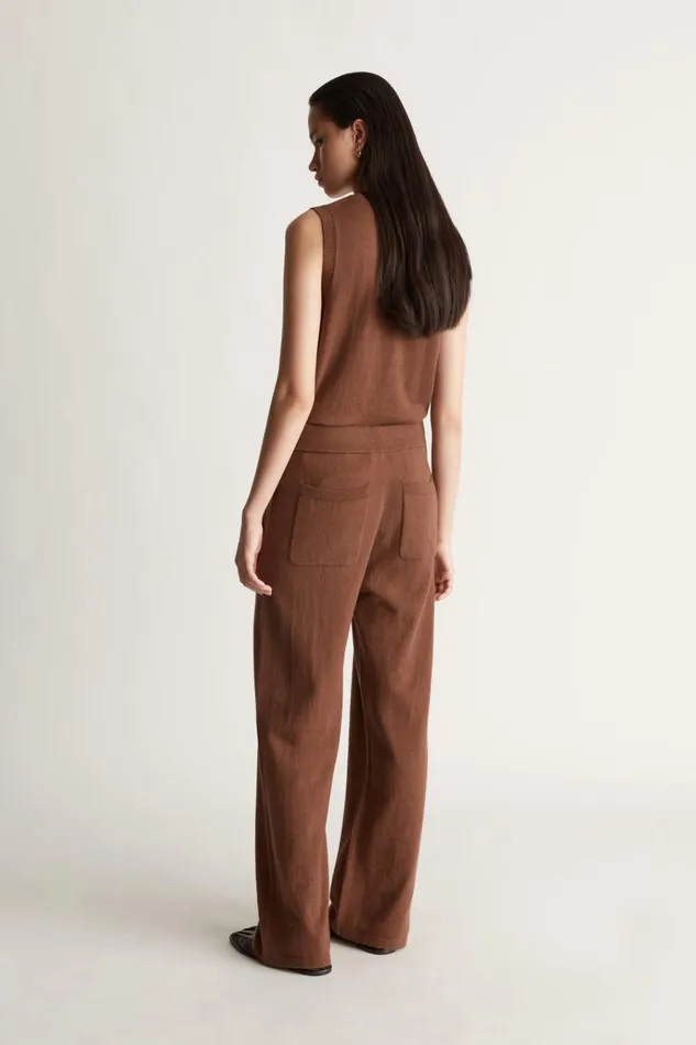 Women Pants And Shorts Lee Mathews Cotton Cashmere Wide Leg Pant Umber