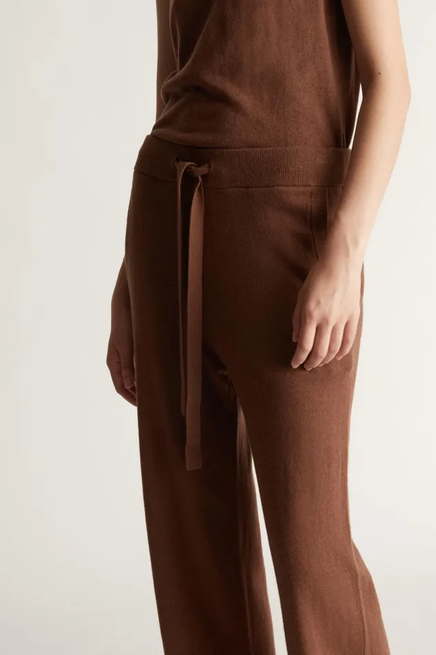 Women Pants And Shorts Lee Mathews Cotton Cashmere Wide Leg Pant Umber