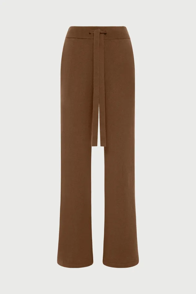 Women Pants And Shorts Lee Mathews Cotton Cashmere Wide Leg Pant Umber