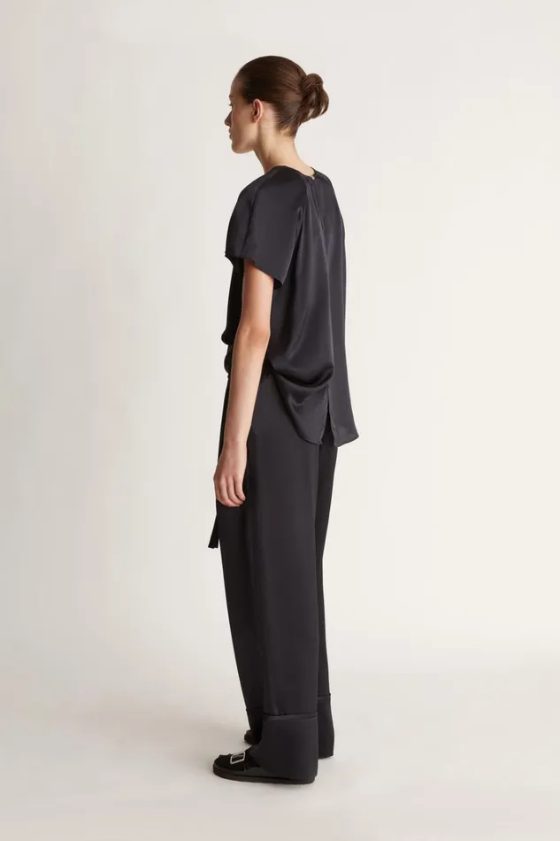 Women Pants And Shorts Lee Mathews Stella Silk Satin Pant Midnight
