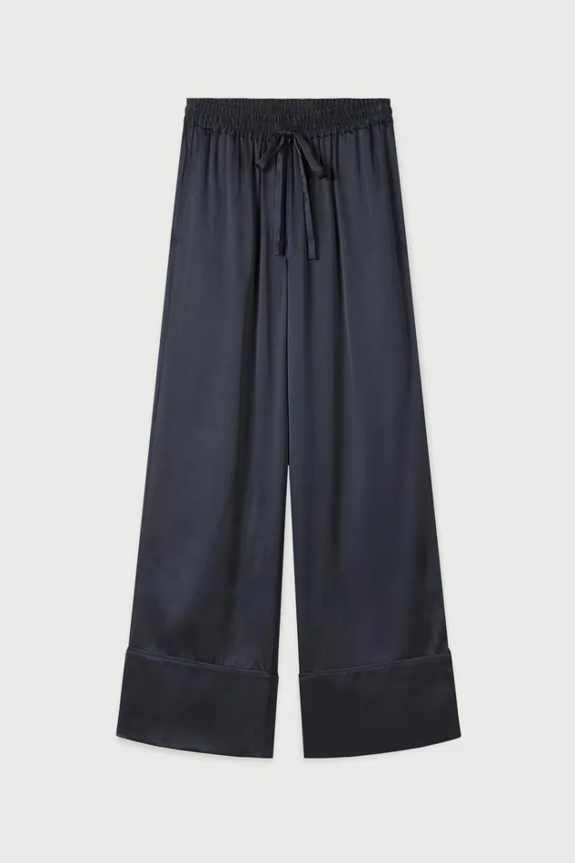 Women Pants And Shorts Lee Mathews Stella Silk Satin Pant Midnight
