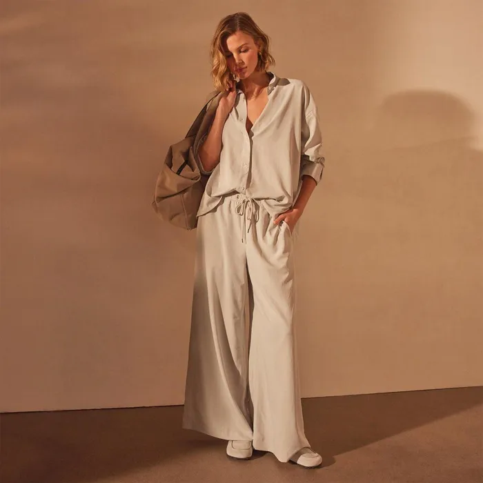 Women PantsDenim James Perse Lightweight Matte Satin Wide Leg Pant Salt