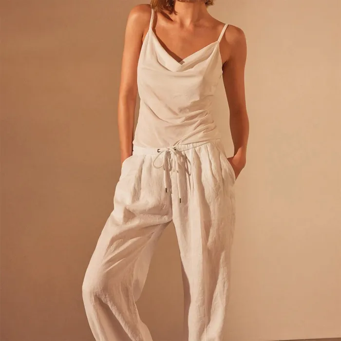 Women PantsDenim James Perse Wide Leg Relaxed Linen Pant White