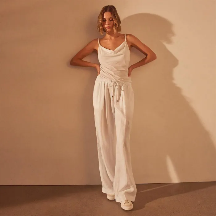 Women PantsDenim James Perse Wide Leg Relaxed Linen Pant White