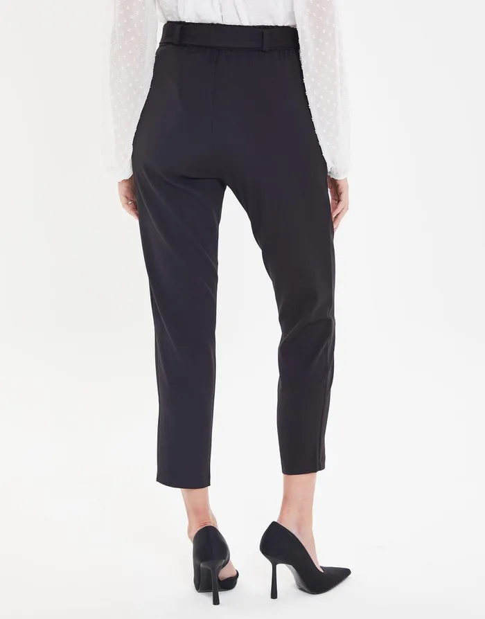 Women Petite Black Paperbag Waist Trousers Black Threadbare Trousers Women Petite Black Paperbag Waist Trousers Black Threadbare Trousers