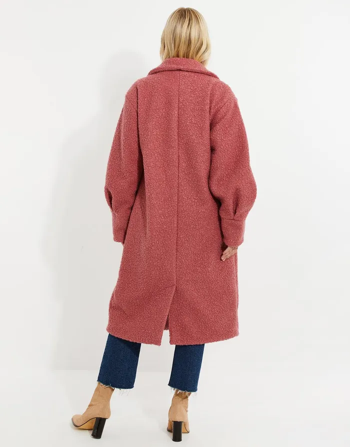 Women Pink Longline Teddy Coat Pink Threadbare Jackets and Coats