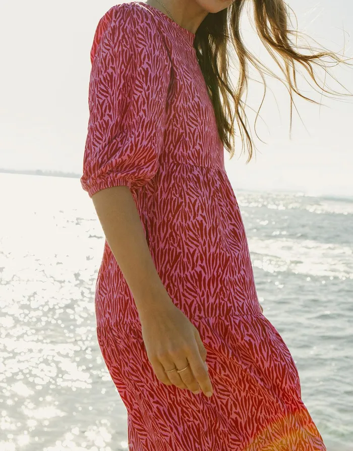 Women Pink Zebra Print Tiered Midi Dress Pink Threadbare Dresses Women Pink Zebra Print Tiered Midi Dress Pink Threadbare Dresses