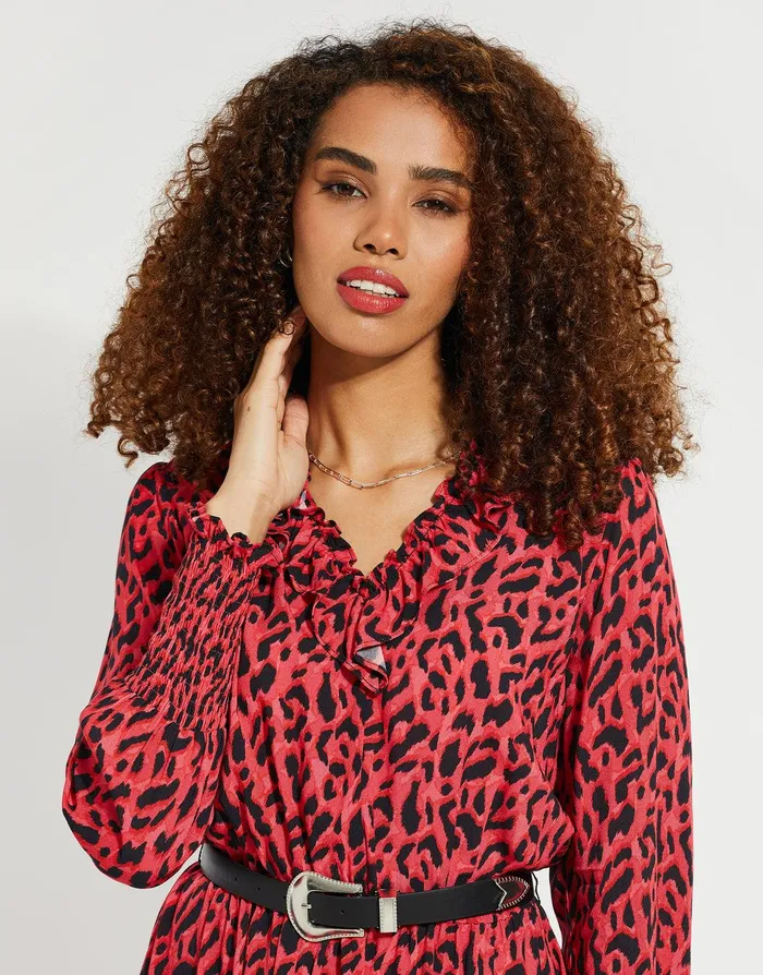 Women Red Animal Print Belted Ruffle Mini Dress Red Threadbare Dresses Women Red Animal Print Belted Ruffle Mini Dress Red Threadbare Dresses