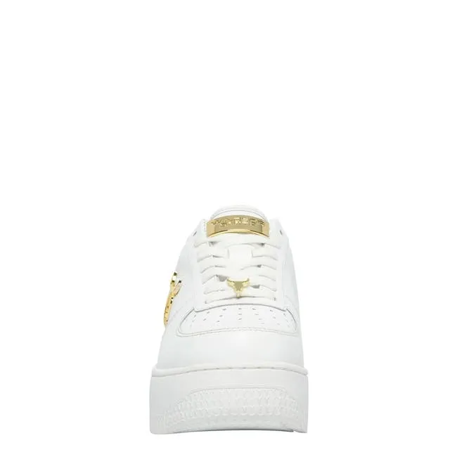 Women Rich White Leather Gold Metallic Sneakers Windsor Smith Platform Sneakers