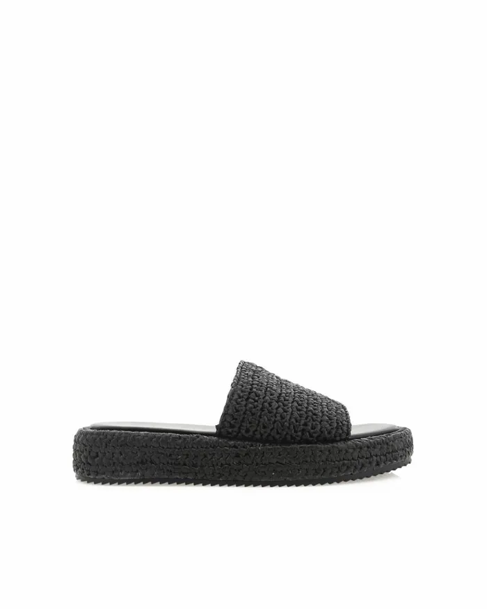 Women Sandals and Slides Billini BERNADETTE 8211 BLACK RAFFIA