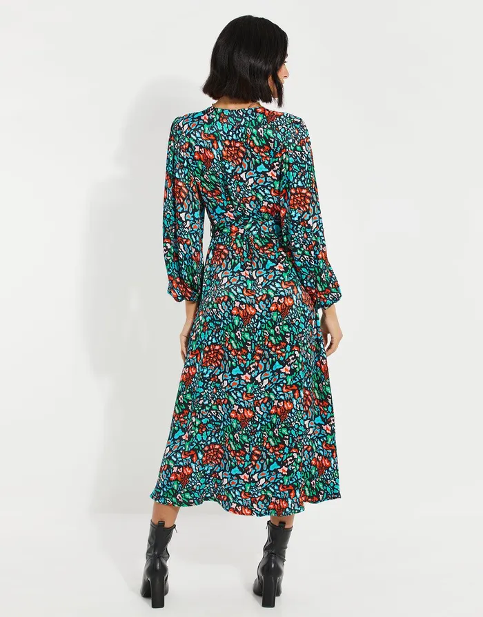 Women Satin Abstract Animal Print Midi Dress Black Threadbare Dresses Women Satin Abstract Animal Print Midi Dress Black Threadbare Dresses