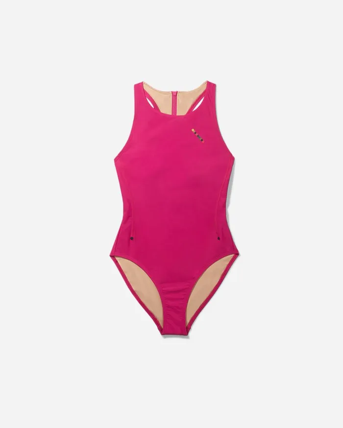 Women Saturdays NYC Swimwear All Terrain High Neck Swimsuit Rose