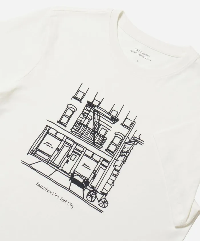 Women Saturdays NYC Tees and Knit Tops Cafe Standard SS Tee Ivory Women Saturdays NYC Tees and Knit Tops Cafe Standard SS Tee Ivory