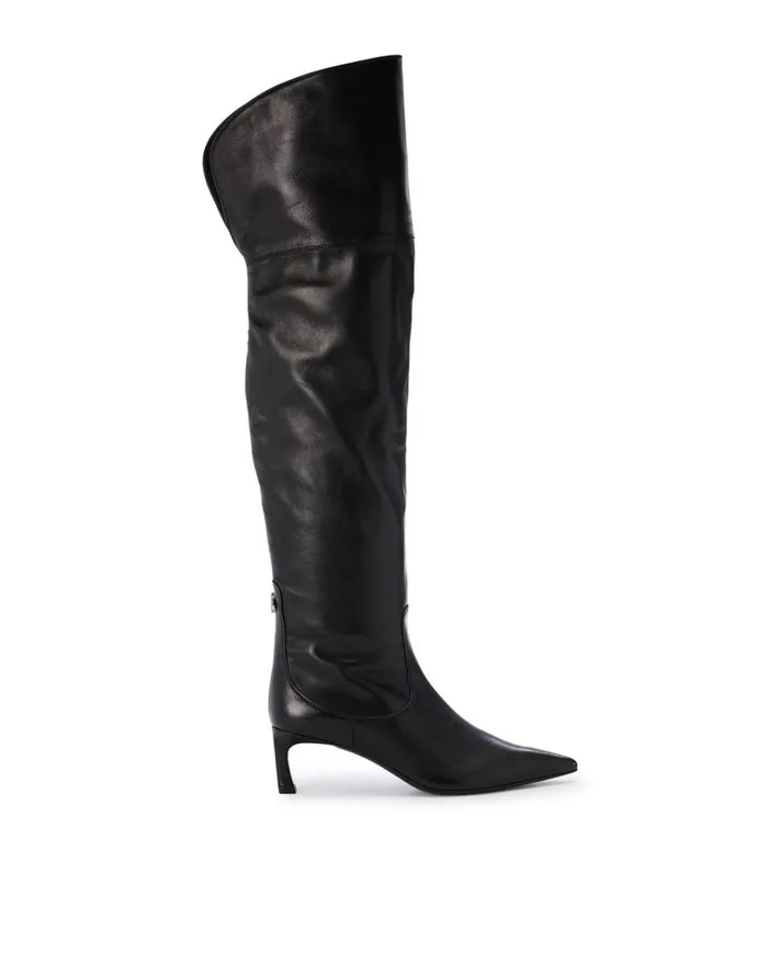 Women Shoes Iceberg Black Leather Thighhigh Boots