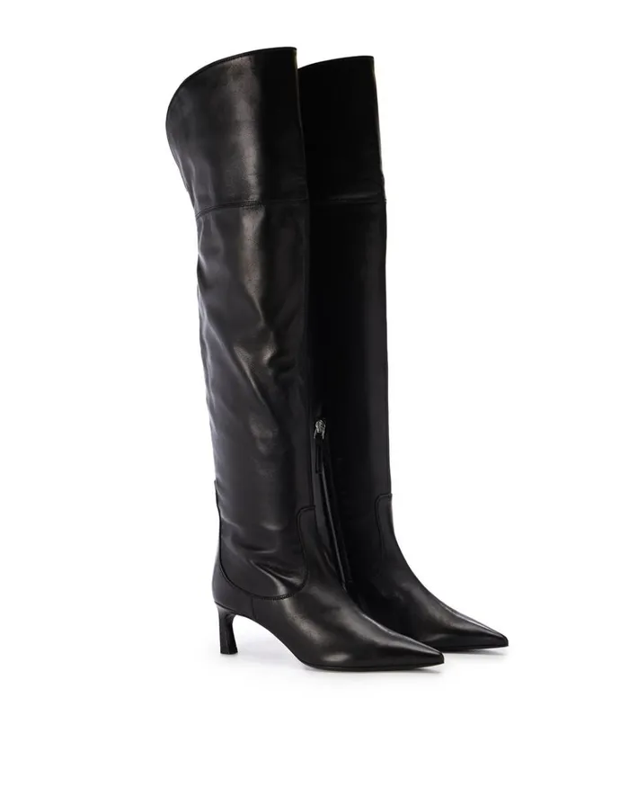 Women Shoes Iceberg Black Leather Thighhigh Boots Women Shoes Iceberg Black Leather Thighhigh Boots