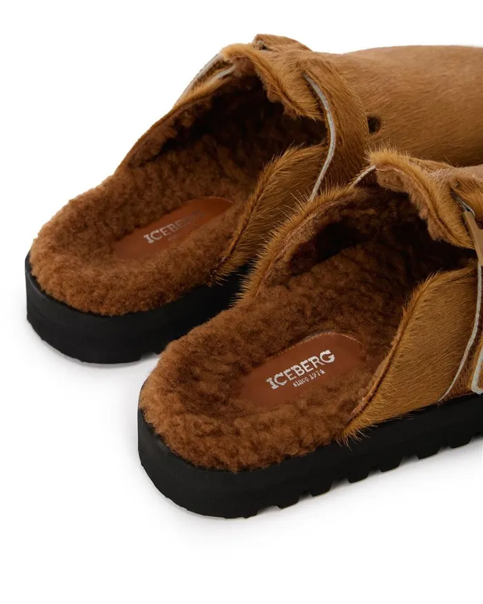 Women Shoes Iceberg Pony Leather Mule With Iceberg Monogram Buckle Women Shoes Iceberg Pony Leather Mule With Iceberg Monogram Buckle