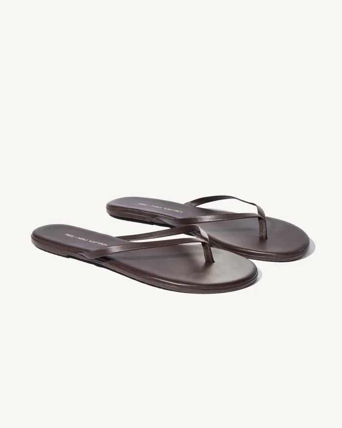 Women Shoes Nili Lotan NL X TKEES LEATHER FLIP FLOP Cognac
