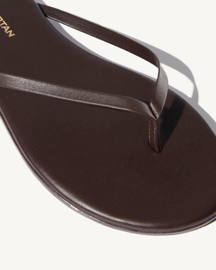 Women Shoes Nili Lotan NL X TKEES LEATHER FLIP FLOP Cognac