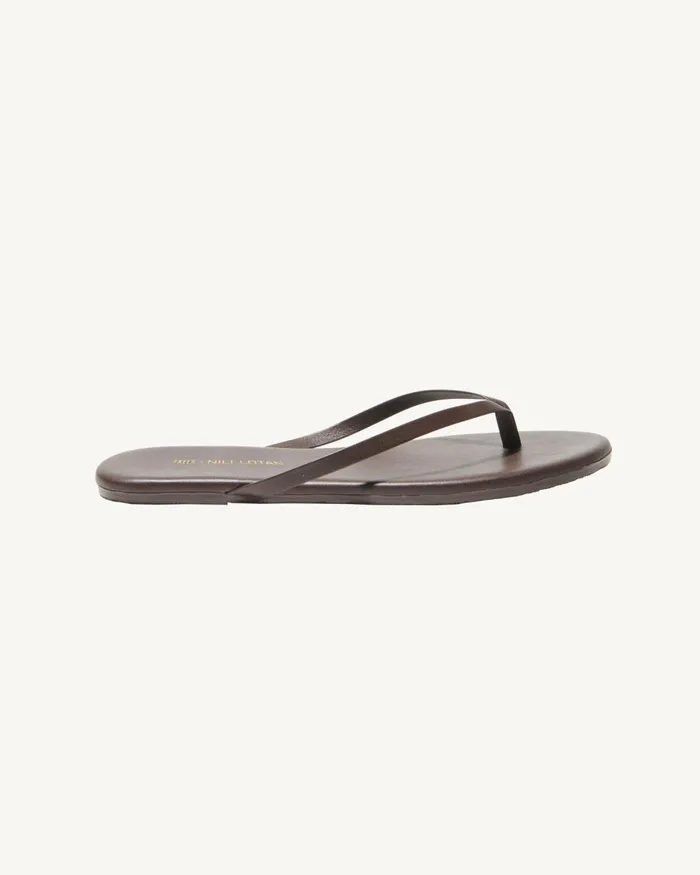 Women Shoes Nili Lotan NL X TKEES LEATHER FLIP FLOP Cognac