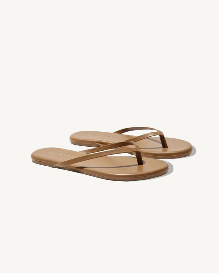 Women Shoes Nili Lotan NL X TKEES LEATHER FLIP FLOP Cognac