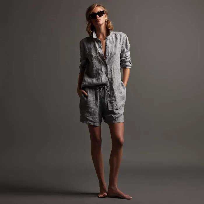 Women Shorts James Perse Lightweight Linen Short Breeze Pigment