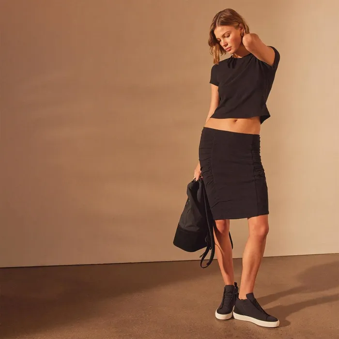 Women Skirts James Perse Recycled Brushed Jersey Ruched Skirt Black