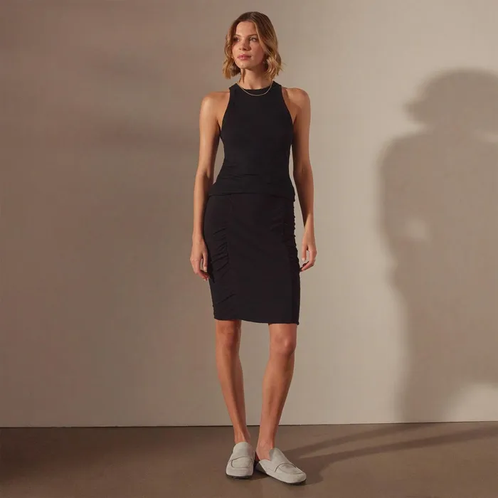 Women Skirts James Perse Recycled Brushed Jersey Ruched Skirt Black