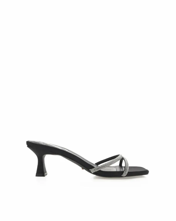 Women Stiletto Heels Billini MILAN 8211 BLACK SATINDIAMANTE