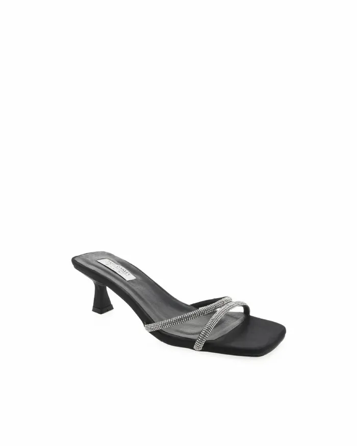 Women Stiletto Heels Billini MILAN 8211 BLACK SATINDIAMANTE
