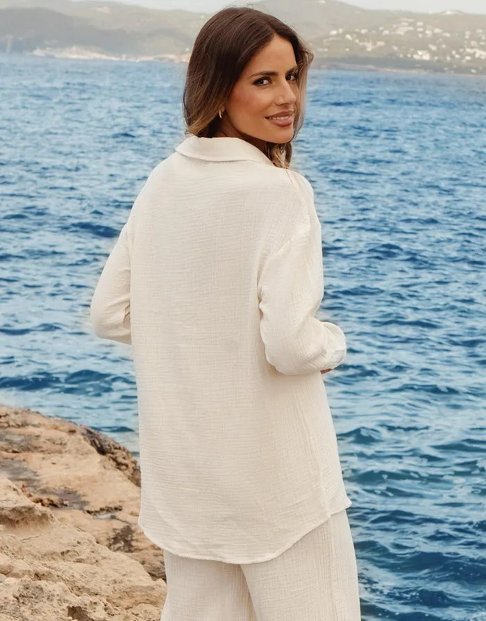 Women Stone Long Sleeve Cotton Crinkle Shirt Stone Threadbare Blouses and Shirts Women Stone Long Sleeve Cotton Crinkle Shirt Stone Threadbare Blouses and Shirts